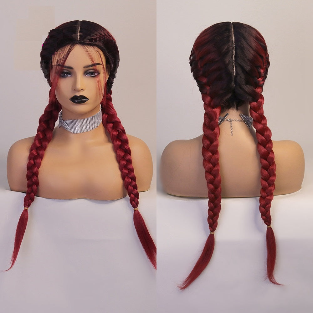 Blonde Long Double Braided Synthetic Wig Heat Resistant Wigs