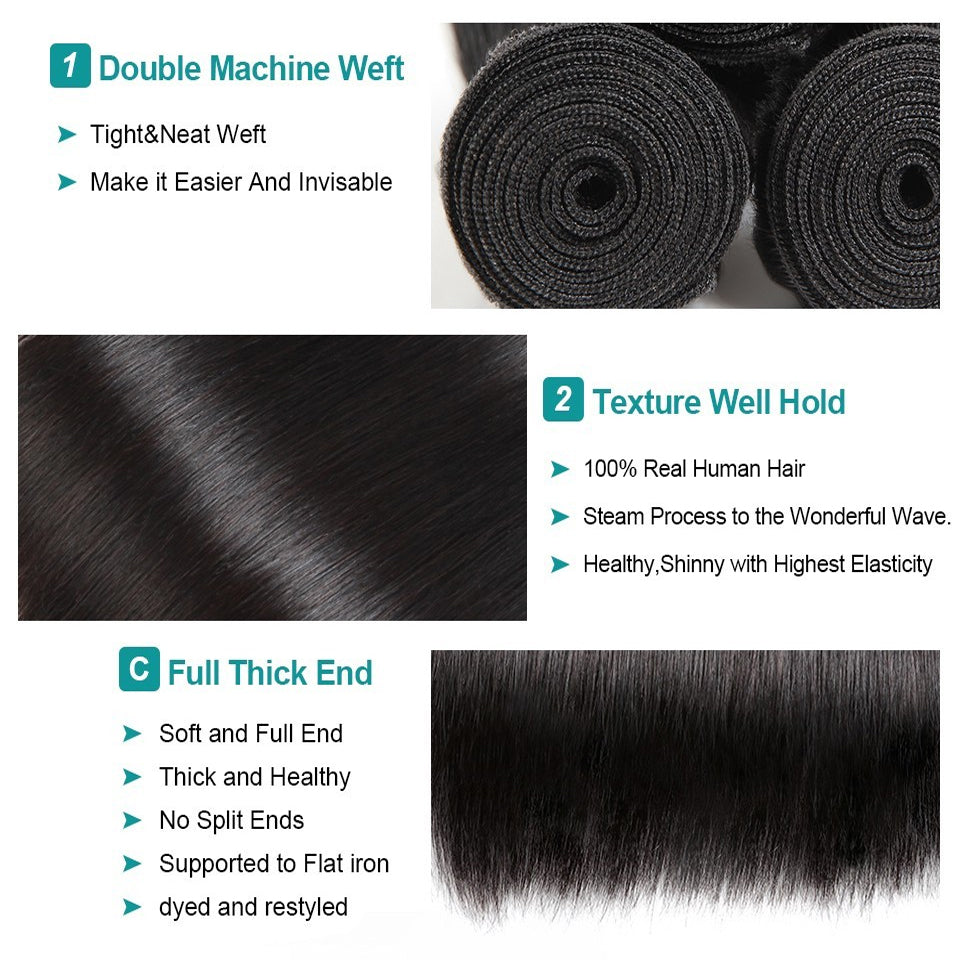 Tissage Straight Hair Bundles Natural Human Woman Brazilian Weave 10A Extensions