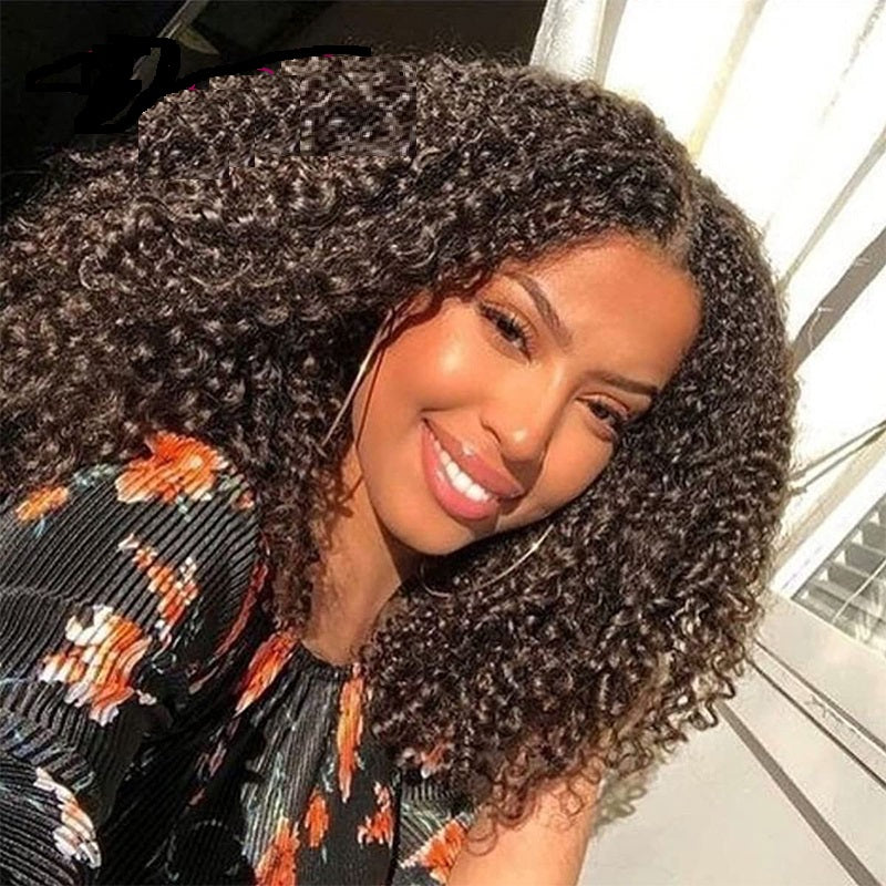 Curly Wig Human Hair Mongolian Wigs 4x4 Swiss Lace Closure Women peruque New