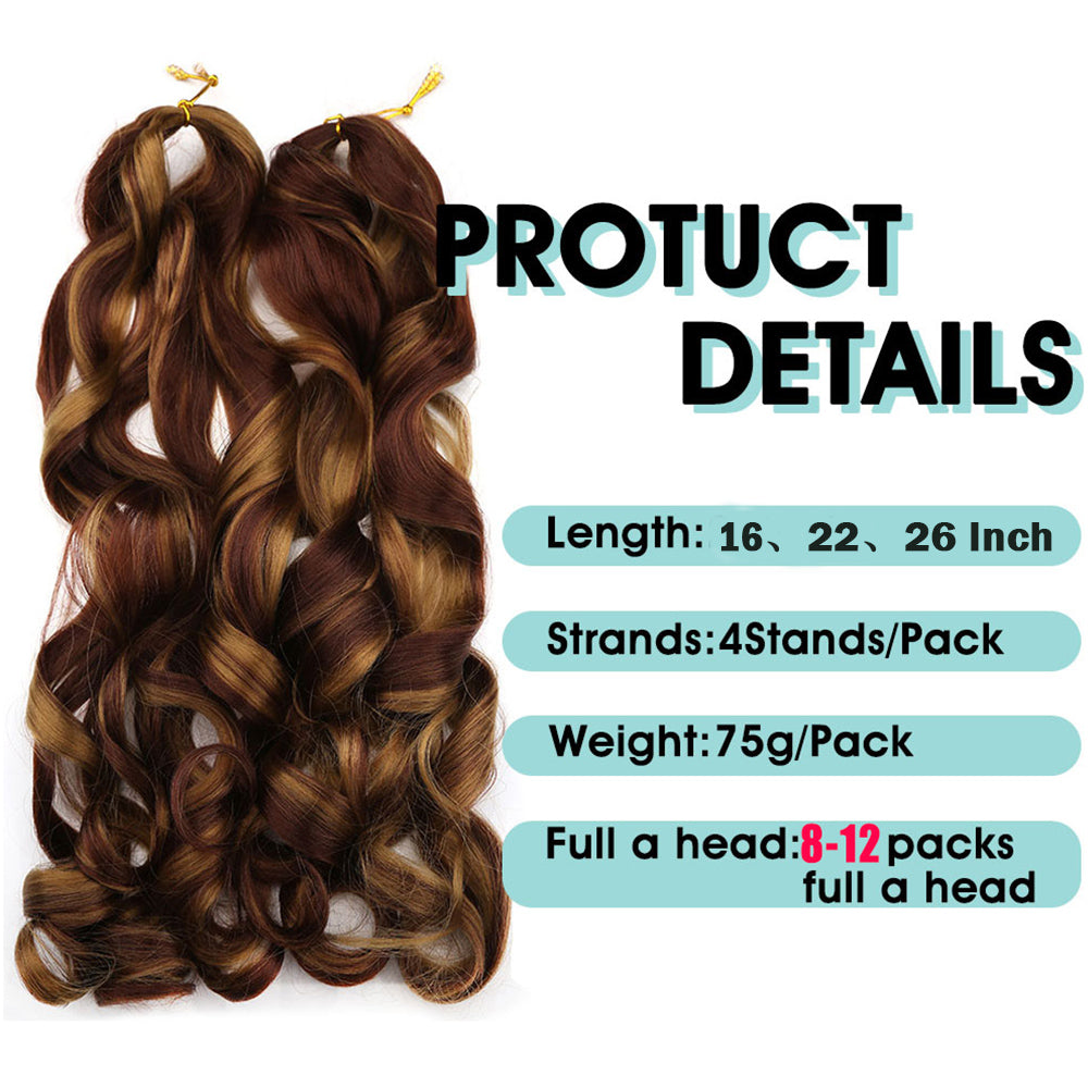 Synthetic Loose Wave Braiding Hair Extensions Spiral Curls Crochet Pre Stretched