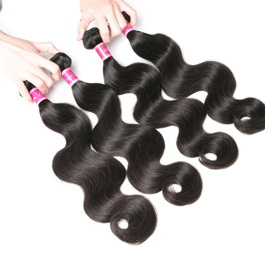 Body Wave Bundles Brazilian Hair Human Natural /Jet Black 8-30"Remy Extensions