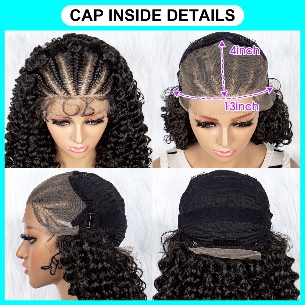 Braided Wigs Synthetic Lace Front Baby Hair Black Women Kinky Curly