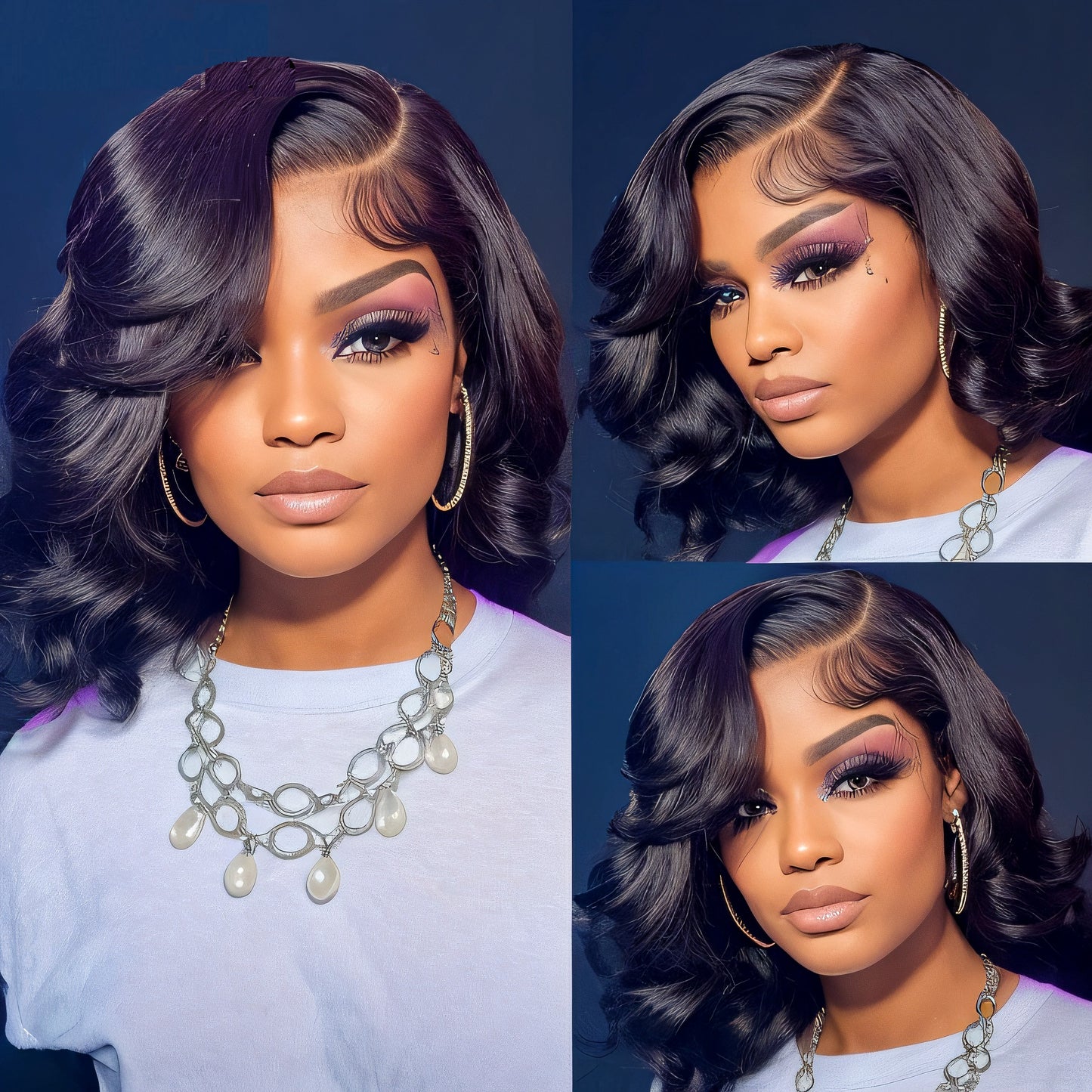 Body Wave Short Bob Wig Brazilian Front Human Hair Women Remy Wavy Pre Plucked