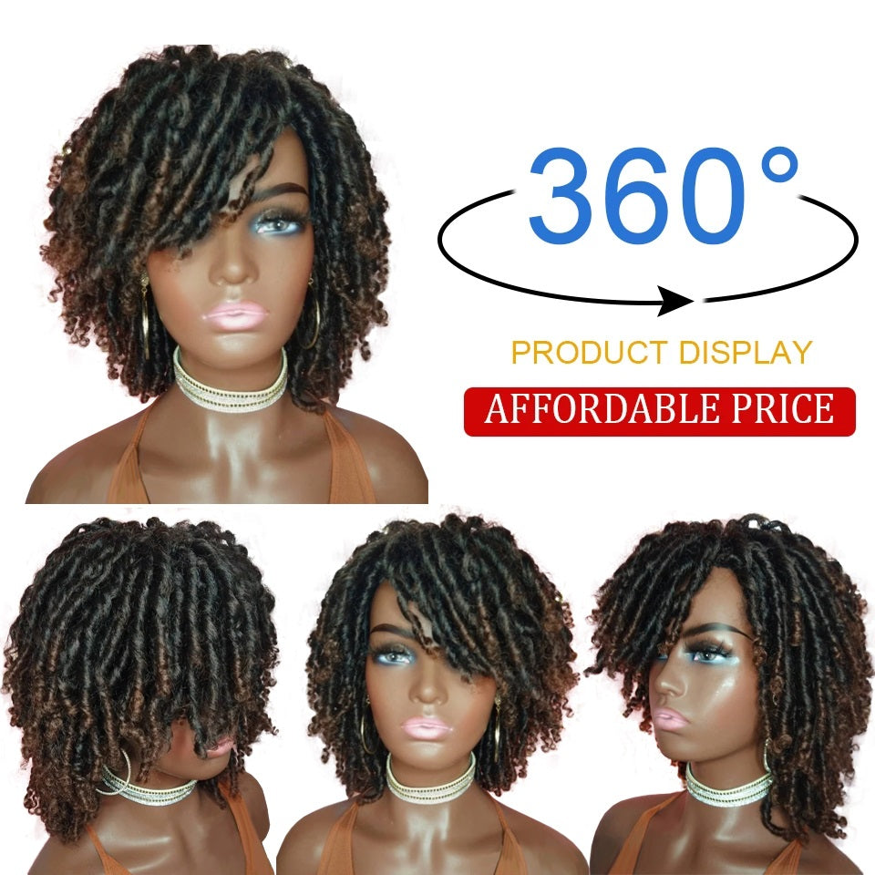 Braided Wigs Women Synthetic Ombre Dreadlock African Faux Crochet Twist Short