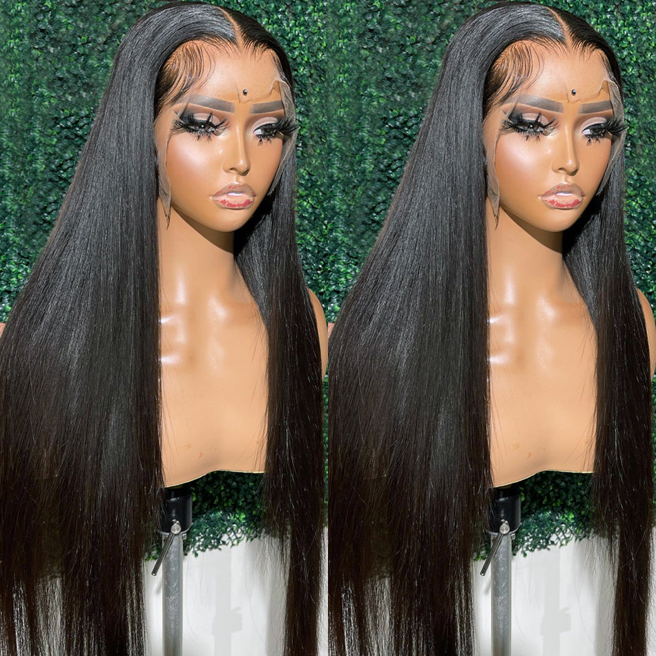 Straight Lace Front Wig Transparent Brazilian Human Hair Women Frontal Closure