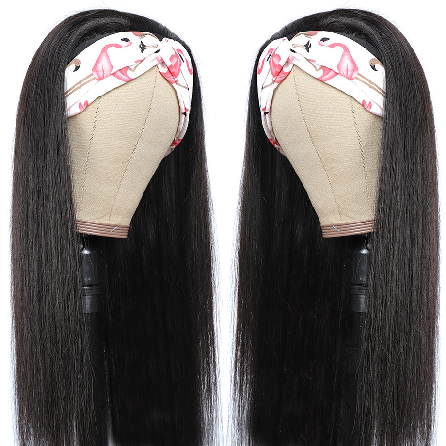 Women's Headband Human Hair Straight Glueless Brazilian Wigs Black Women Remy