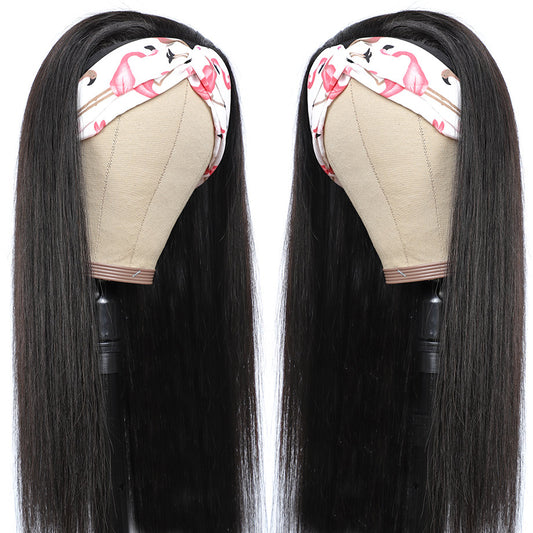 Women's Headband Human Hair Straight Glueless Brazilian Wigs Black Women Remy
