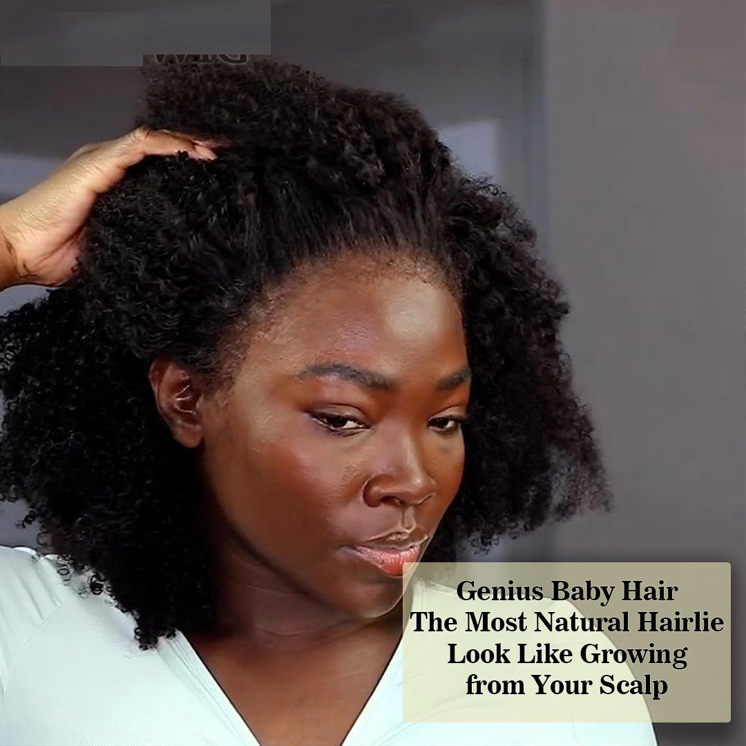 Permanent HD Frontal Human Hair Wig Brazilian Curly Baby Black Women Kinky Edges