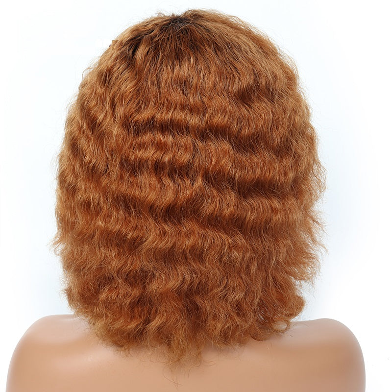 Short Human Hair Wigs Women Deep Wave Brazilian Bangs Glueless Full Machine Remy