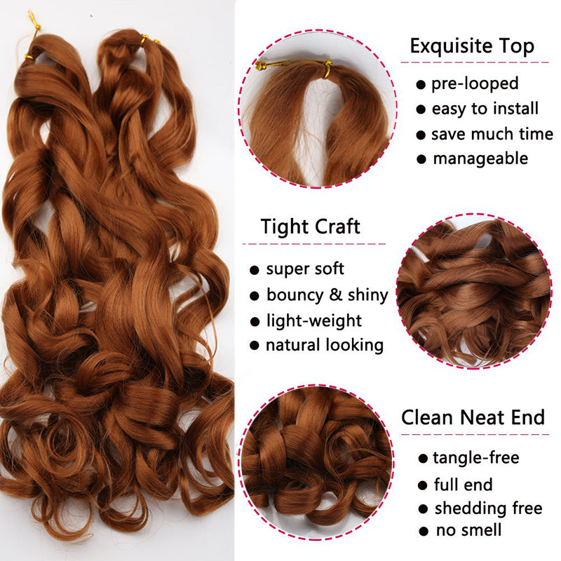 Synthetic Loose Wave Braiding Hair Extensions Spiral Curls Crochet Pre Stretched