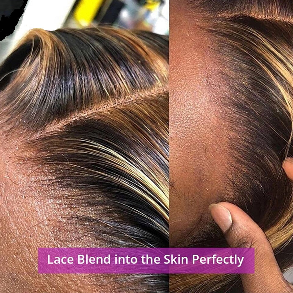 Highlight Wig Human Hair Body Wave HD Lace Frontal Brazilian Colored Honey Body