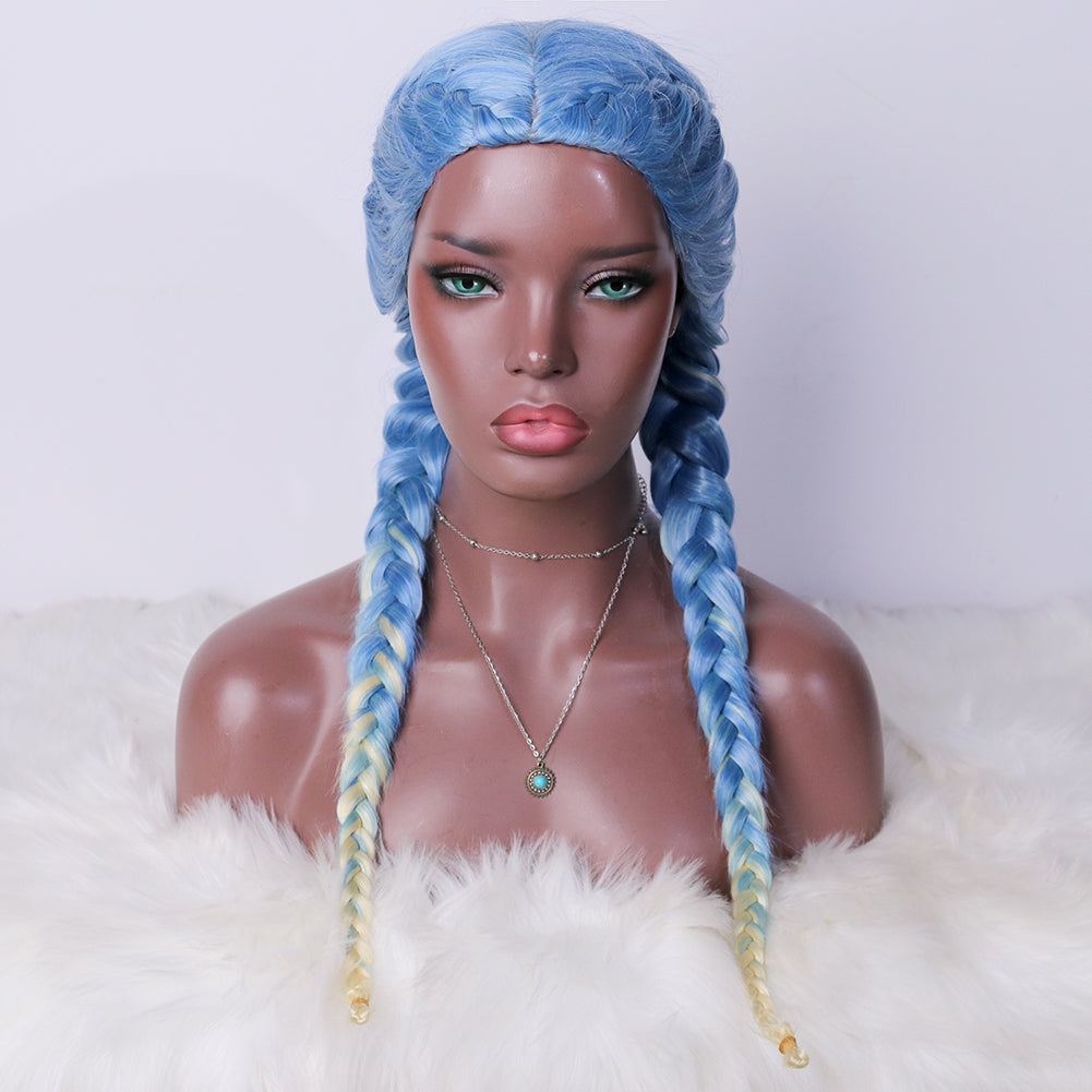 Blonde Long Double Braided Synthetic Wig Heat Resistant Wigs