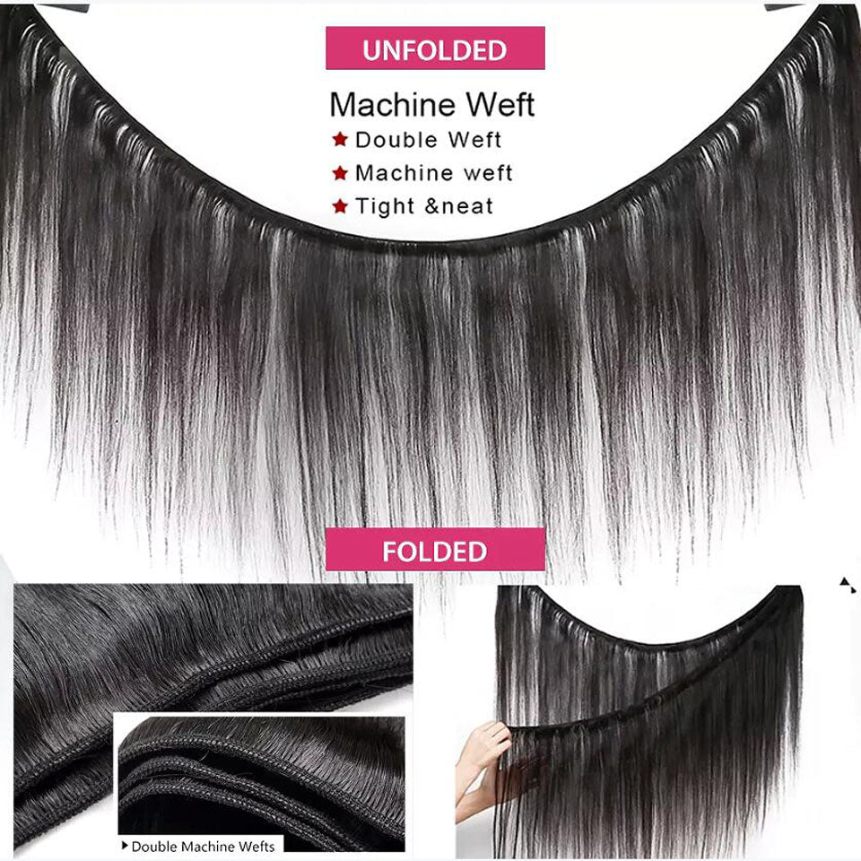Tissage Straight Hair Bundles Natural Human Woman Brazilian Weave 10A Extensions