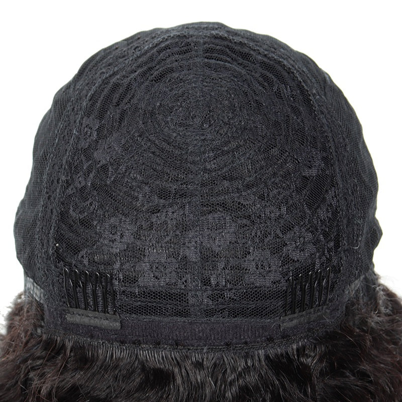 Short Human Hair Wigs Women Deep Wave Brazilian Bangs Glueless Full Machine Remy