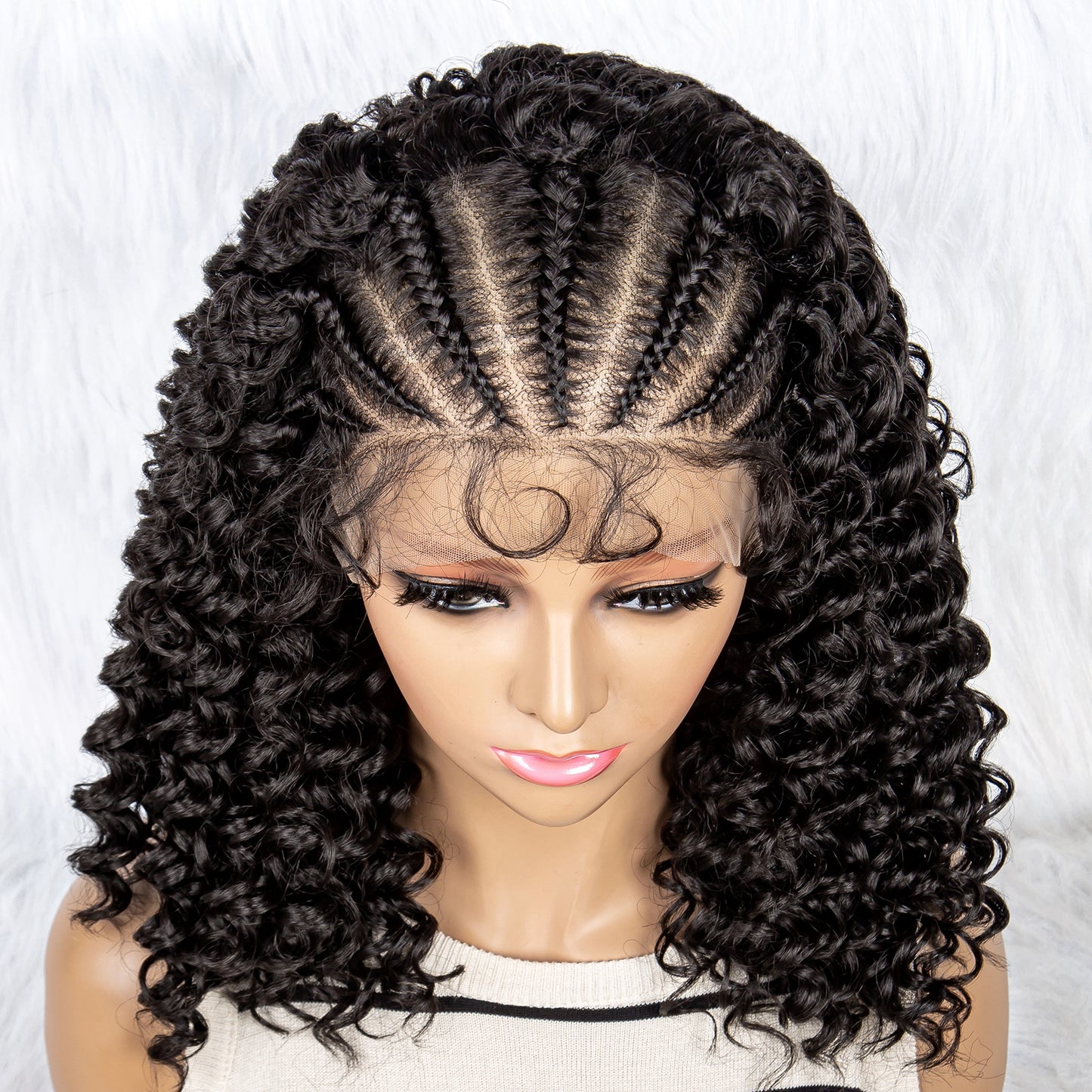 Braided Wigs Synthetic Lace Front Baby Hair Black Women Kinky Curly