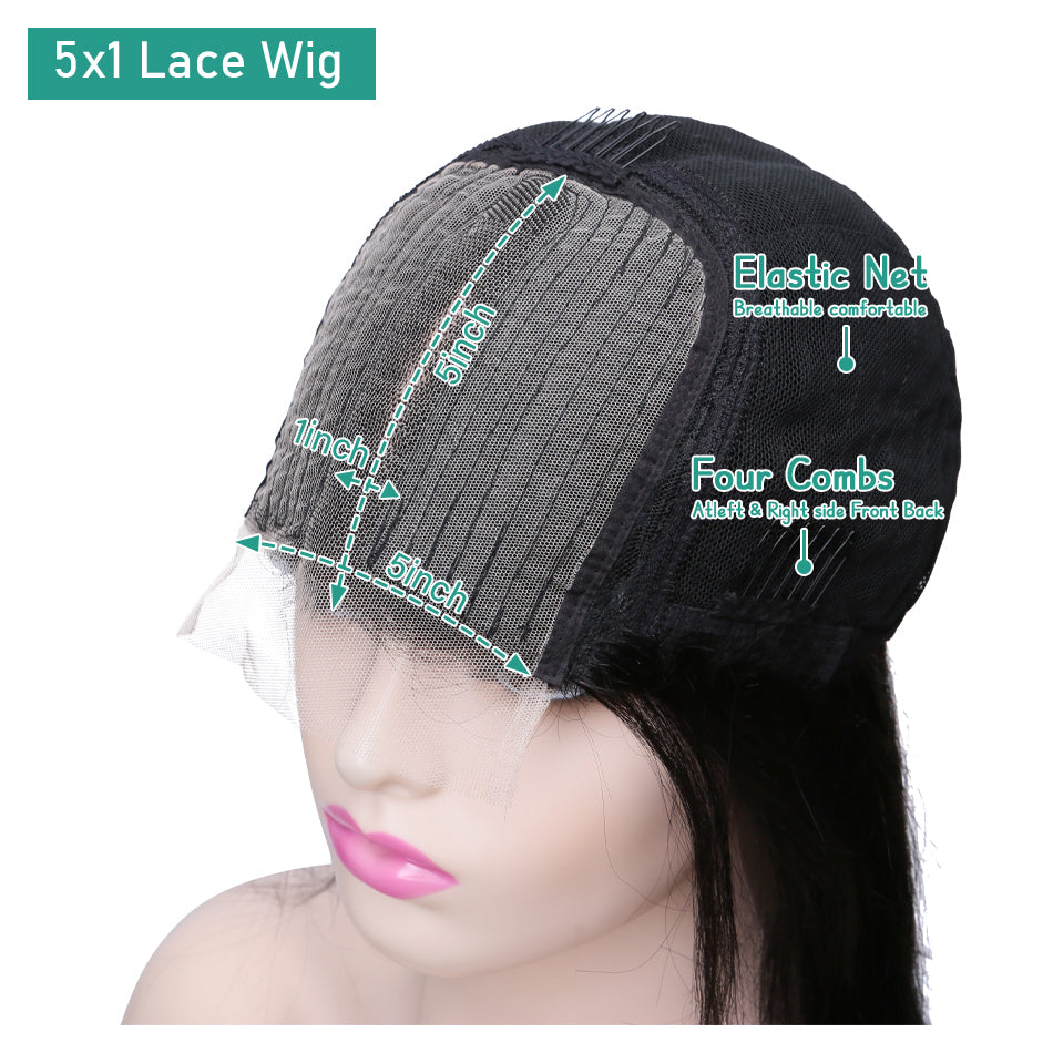 Short Bob Deep Wave Human Hair Wigs T Part Transparent Curly Closure Brazilian