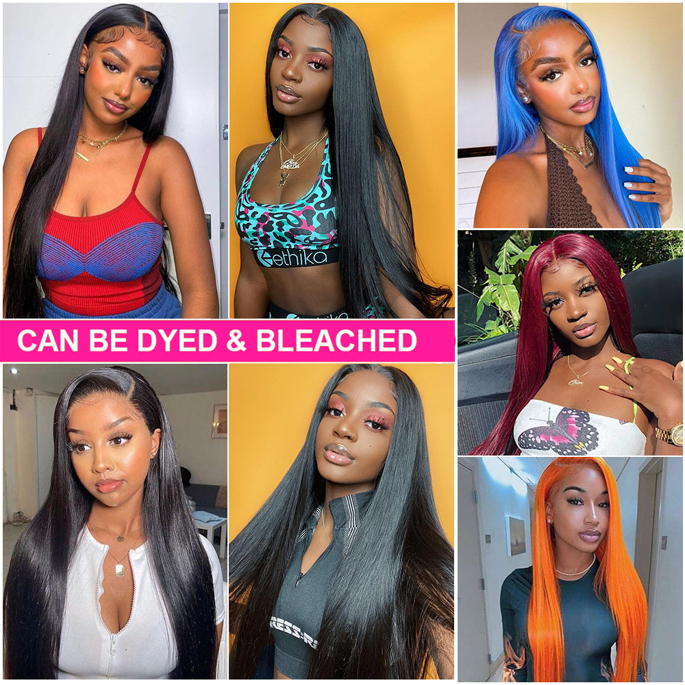 Straight Lace Front Wig Transparent Brazilian Human Hair Women Frontal Closure