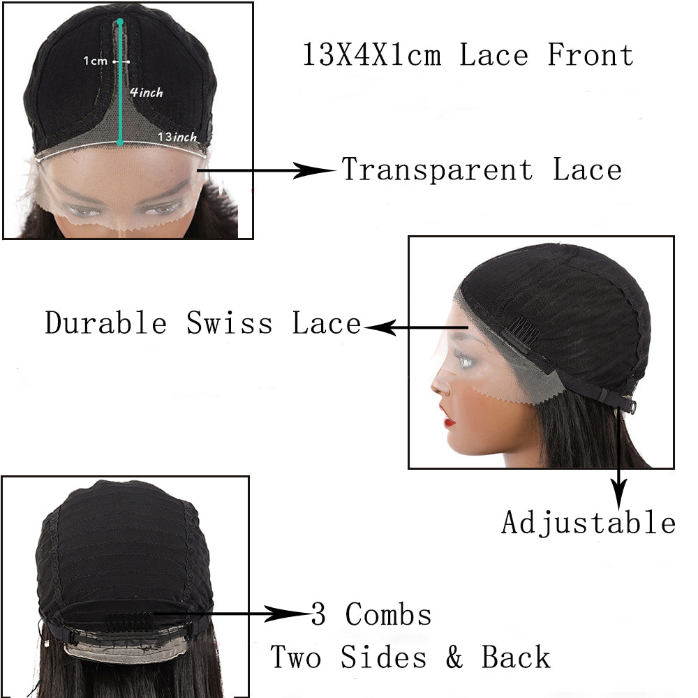 Synthetic Lace Front Wigs Black Women Loose Wave Middle Part Transparent Swiss