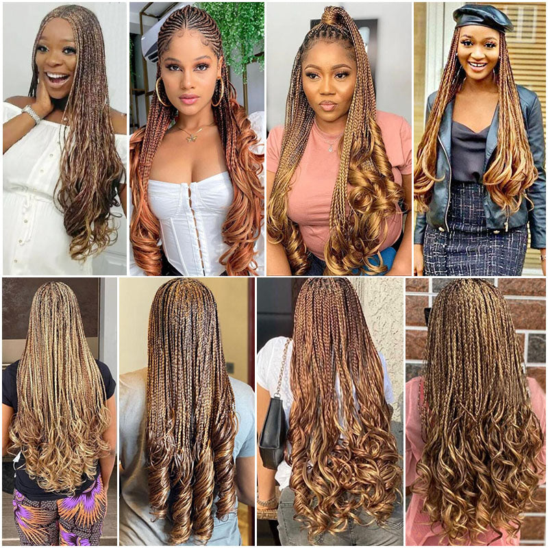Synthetic Loose Wave Braiding Hair Extensions Spiral Curls Crochet Pre Stretched