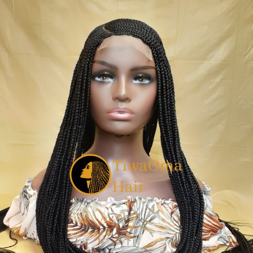 Women Comfortable C cut Ghana braid style wig, cornrow braided wigs, Lace closure braid wig