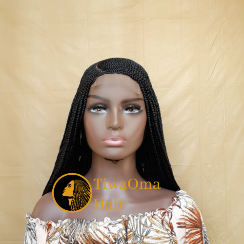 Women Comfortable C cut Ghana braid style wig, cornrow braided wigs, Lace closure braid wig