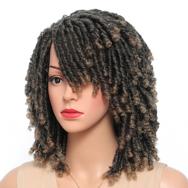 Braided Wigs Women Synthetic Ombre Dreadlock African Faux Crochet Twist Short