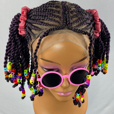 Kids Full Lace micky braid wig. Alopecia comfort wig for girls ages 4 to 12years, Wigs for kids