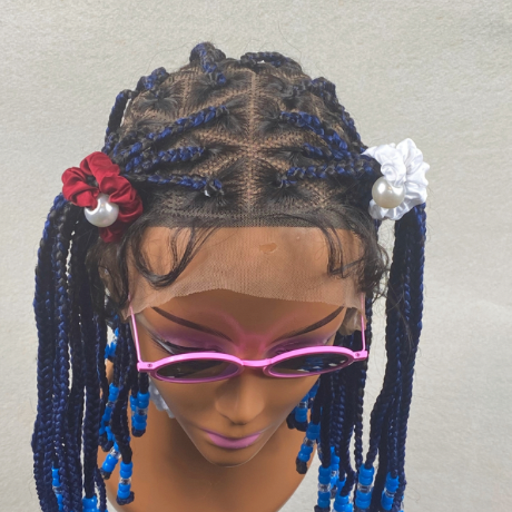 Kids full Lace box braid wig. Alopecia comfort wig for girls ages 7 to 12years years ,Children’s wig