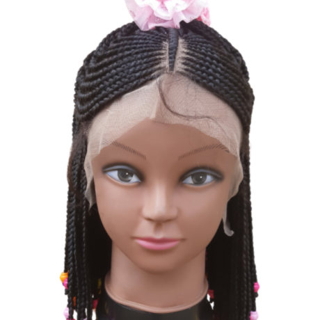 Children Two step frontal braided wig, comfortable cornrow braid wig for kids