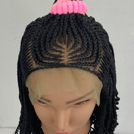 Children Alopecia lace wig, ponytail braided wig for Kids, Ghana braid wigs for Girls age 4 to 12 years