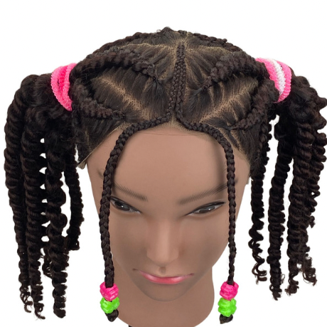 Full Lace wig for Kids, Ghana braid wig for Girls, Children Alopecia wig for ages 5years to 10years