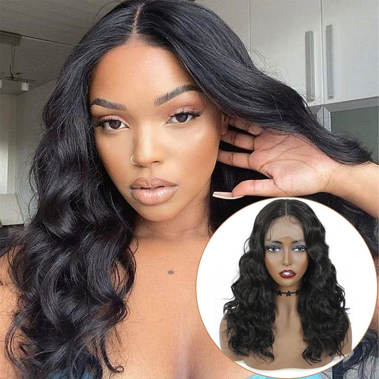 Synthetic Lace Front Wigs Black Women Loose Wave Middle Part Transparent Swiss