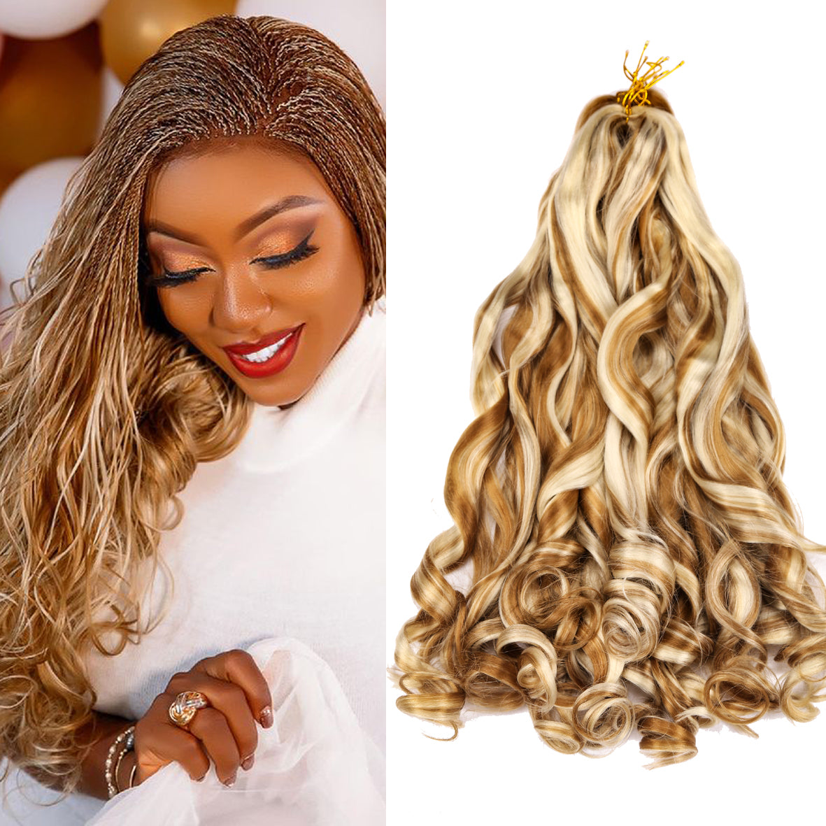 Synthetic Loose Wave Braiding Hair Extensions Spiral Curls Crochet Pre Stretched