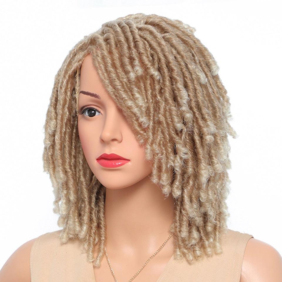 Braided Wigs Women Synthetic Ombre Dreadlock African Faux Crochet Twist Short