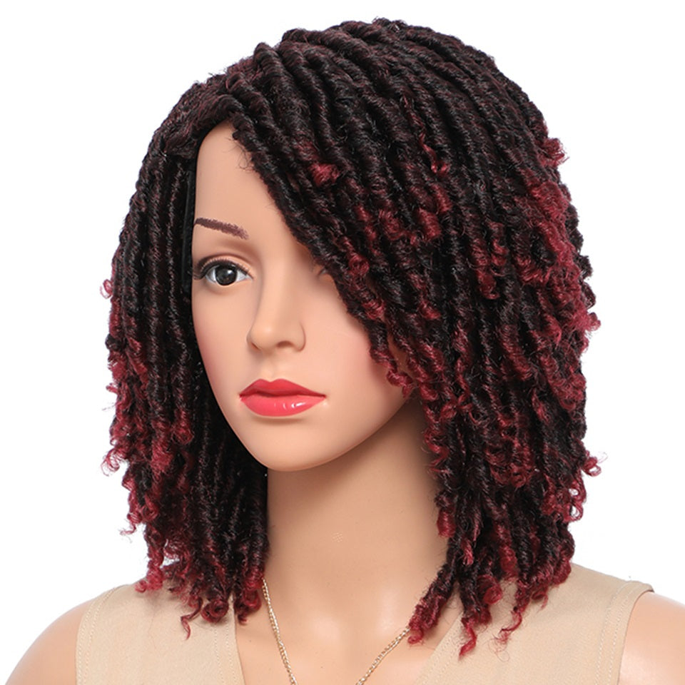 Braided Wigs Women Synthetic Ombre Dreadlock African Faux Crochet Twist Short