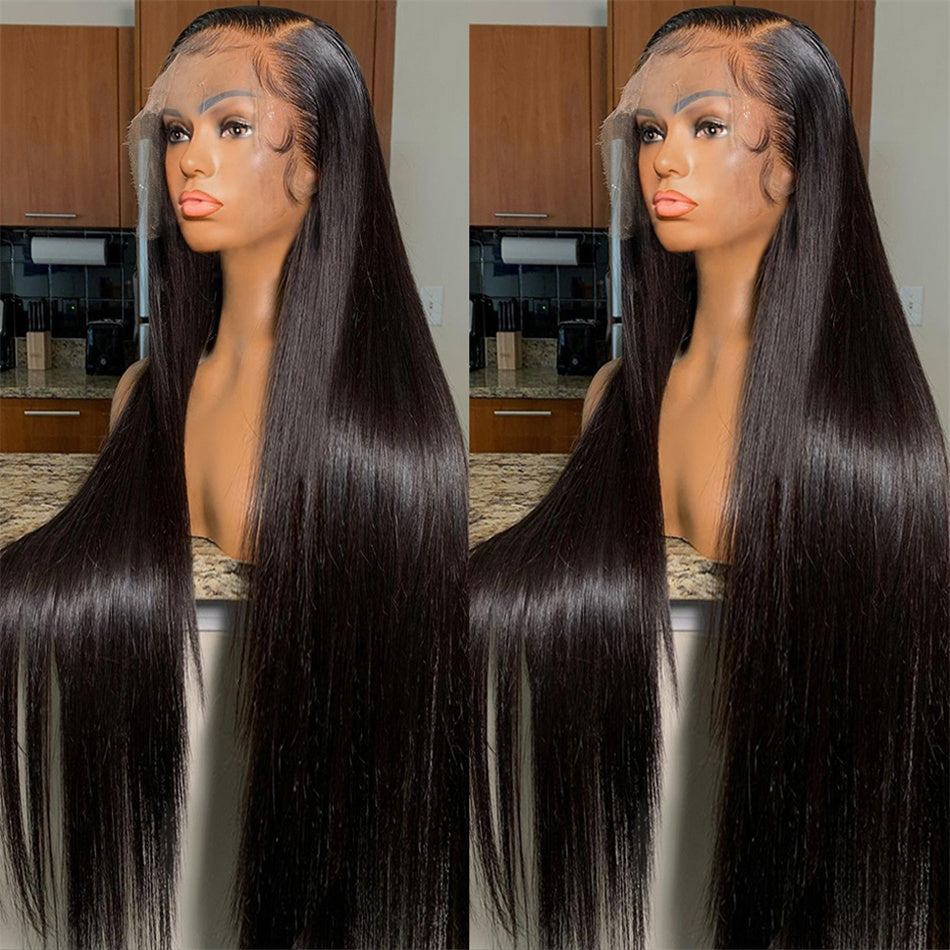 Straight HD Lace Frontal Wigs Pre Plucked Brazilian Transparent Front Human Hair