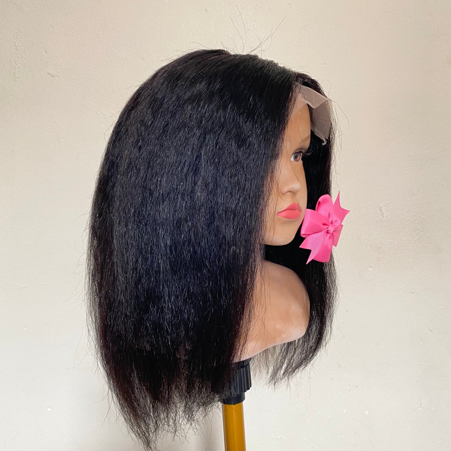 Kids Kinky Straight Wig with Non-Slip Silicone Cap – Soft Natural Hair Wig for Kids, Secure Fit for Alopecia & Hair Loss, Lightweight Comfor