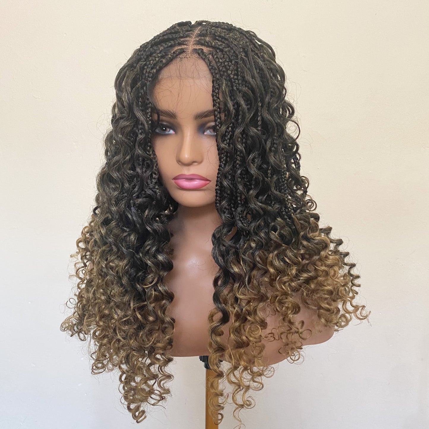 Handmade Boho Knotless Braided Wig with Curly Ends