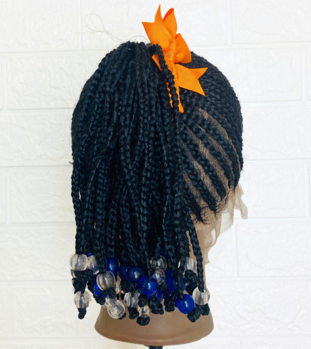 Kids cornrow ponytail wig, Alopecia support wig