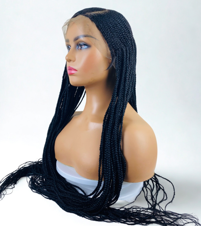 C cut Cornrow ladies black braid wig
