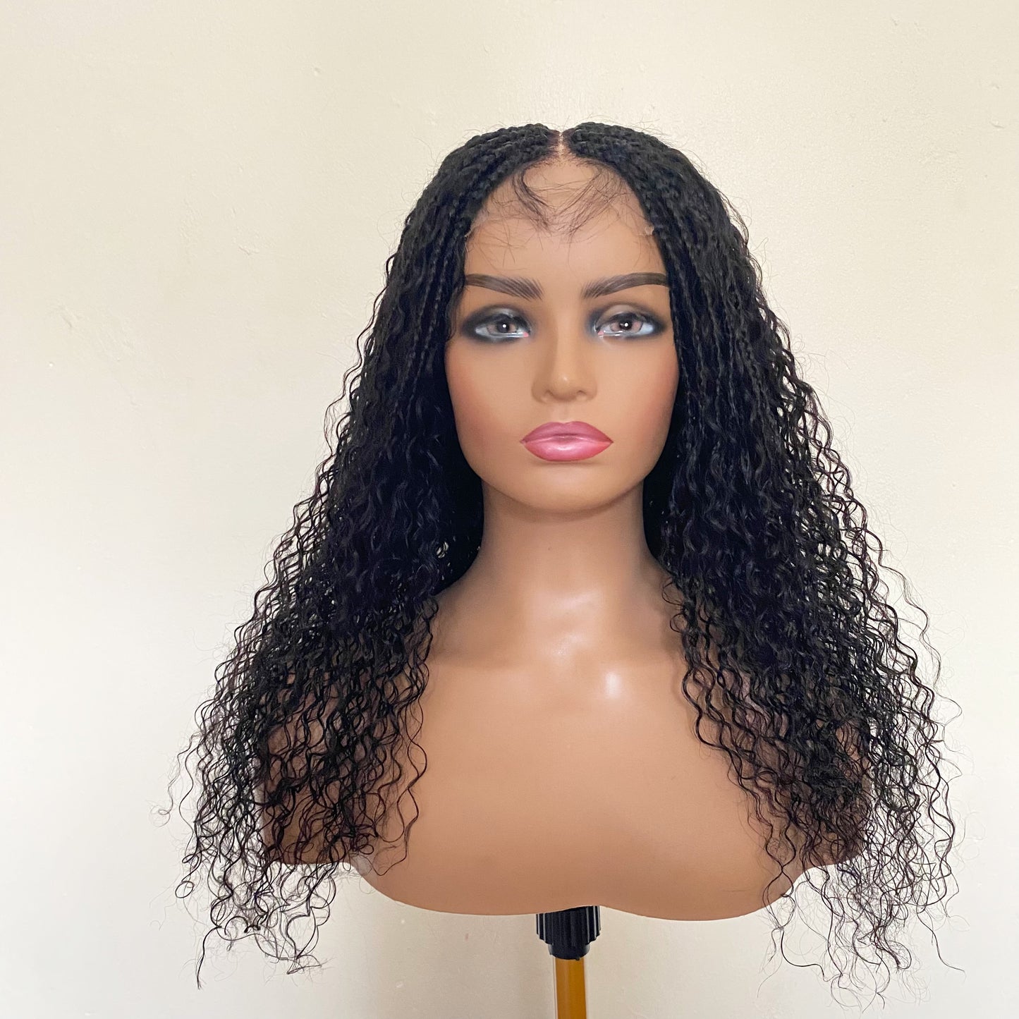 Goddess Braid Wig Human Hair – Deep Curly Braided Wig with Silicone Mesh Cap for Women, Glueless Protective Wig for Thinning Edges & Hair Loss