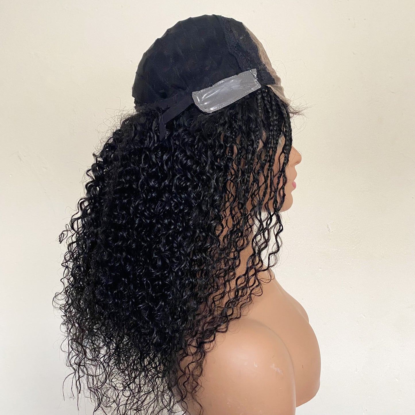 Goddess Braid Wig Human Hair – Deep Curly Braided Wig with Silicone Mesh Cap for Women, Glueless Protective Wig for Thinning Edges & Hair Loss