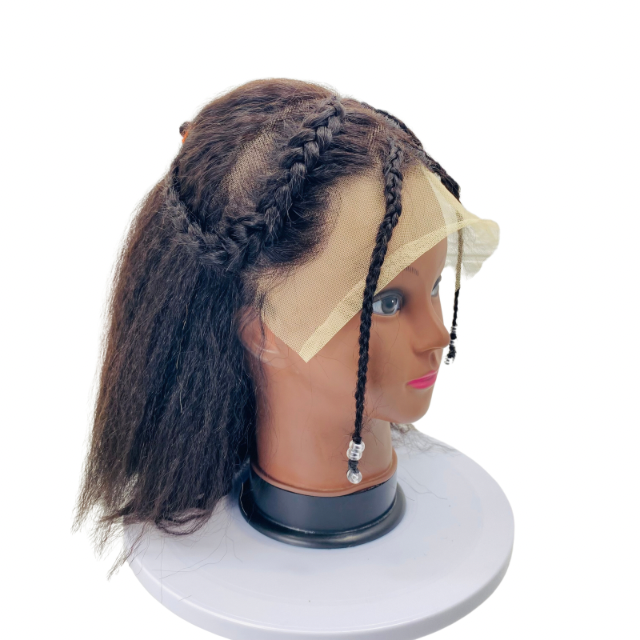 Kids lace front human hair kinky straight wig, yaki 13x4 short Bob wig for children and girls cosplay costume wig
