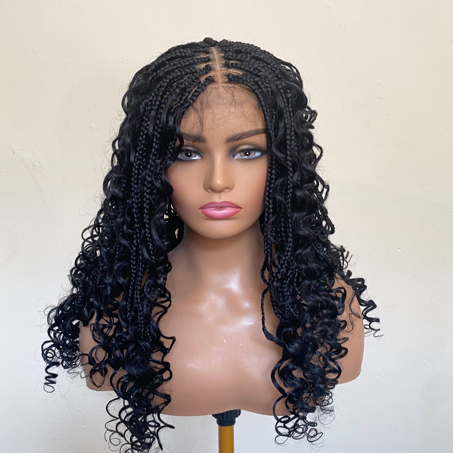Handmade Boho Knotless Braided Wig with Curly Ends