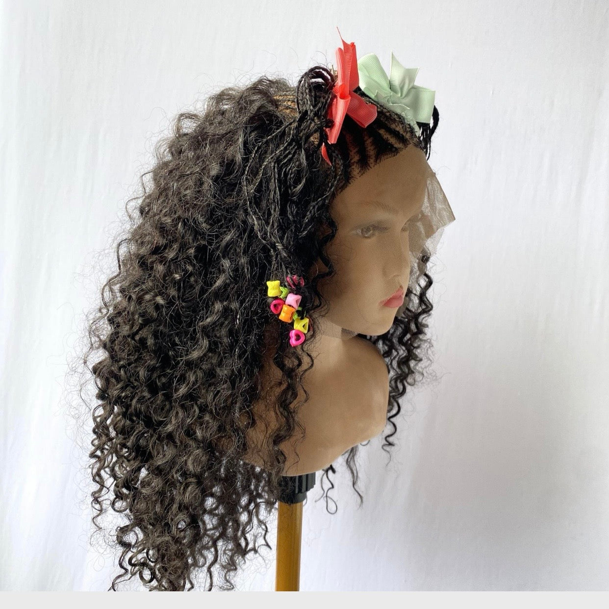Custom made Children Cornrow Weave Wig Human Hair Blend Half weave Half Cornrow wigs for girls