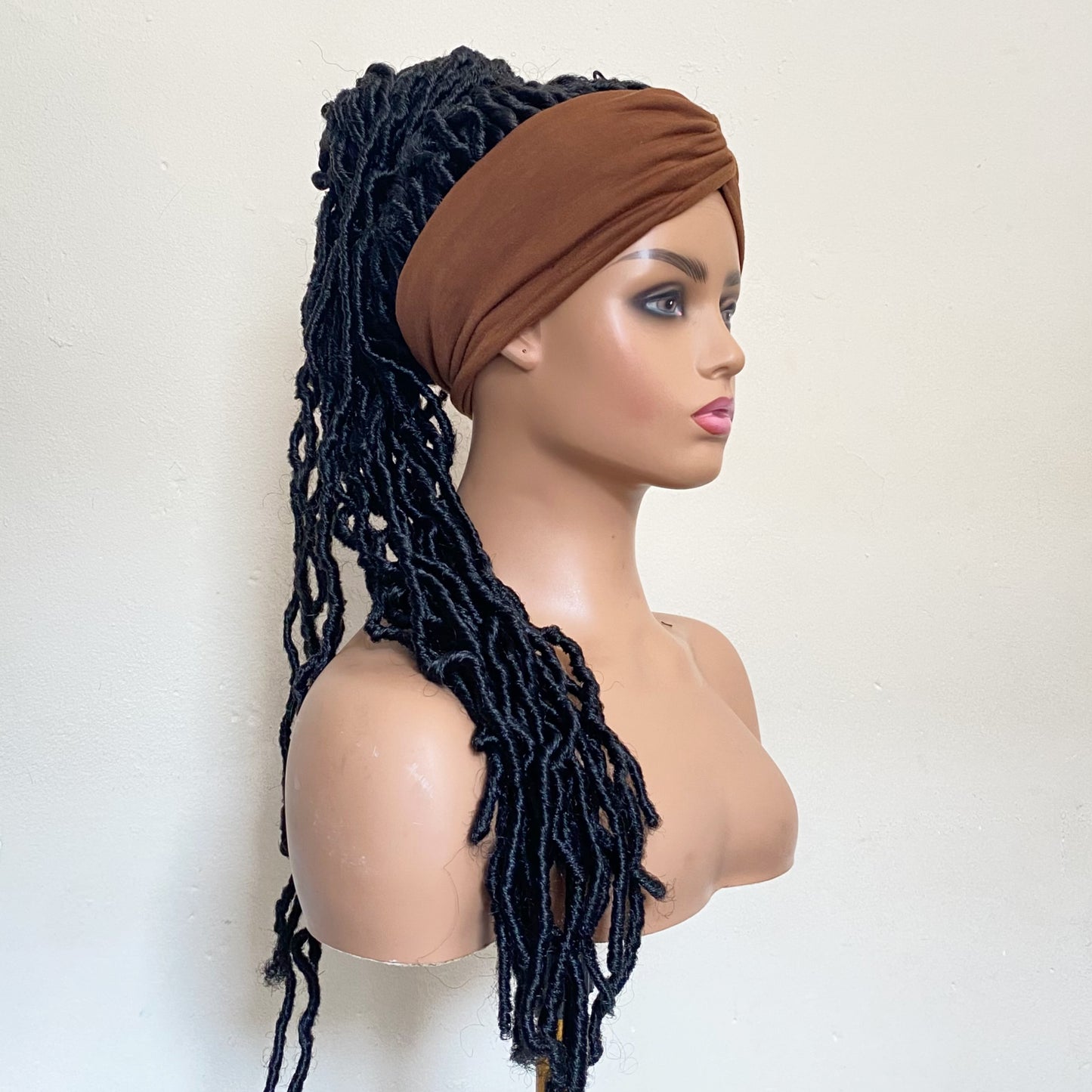 30” Dreadlock Headband Wig | Long Faux Locs Wig | Handmade Protective Style | Breathable Mesh Cap | Adjustable Wig