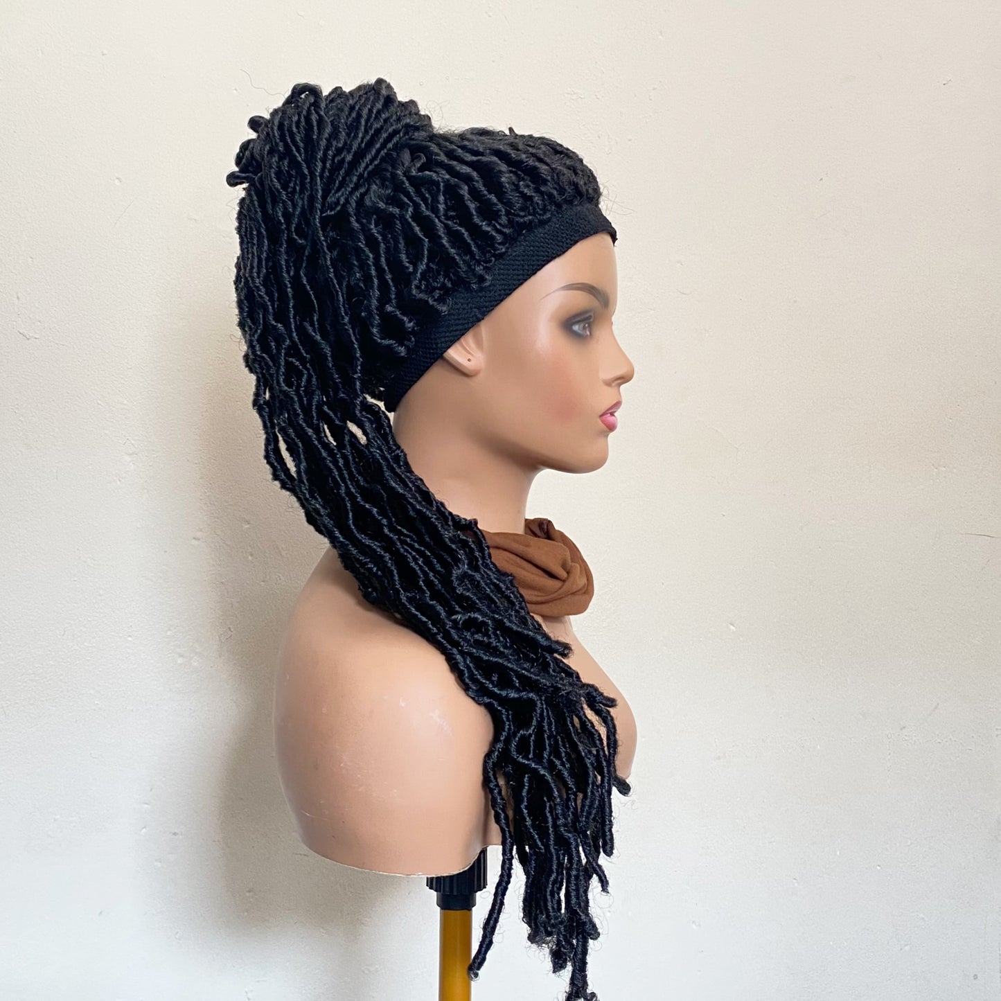 30” Dreadlock Headband Wig | Long Faux Locs Wig | Handmade Protective Style | Breathable Mesh Cap | Adjustable Wig