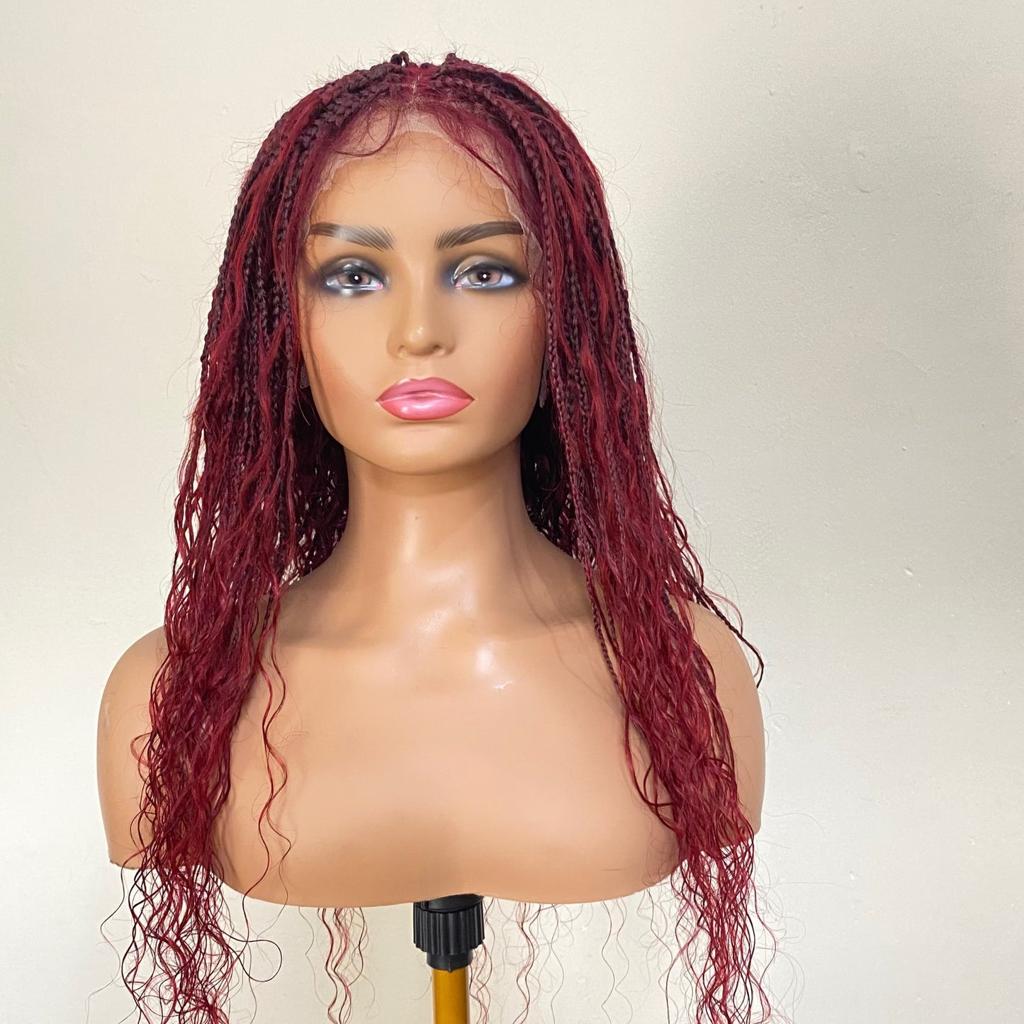 Lace Front Deep Wave Bohofushion Braid Wig Human Hair –   99J  Brazilian preplucked waterwave curly Goddess Braids