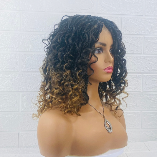 Goddess Box braid Wig Ombré Braiding Synthetic Wigs for  Black Women Crochet Braided wig for Ladies