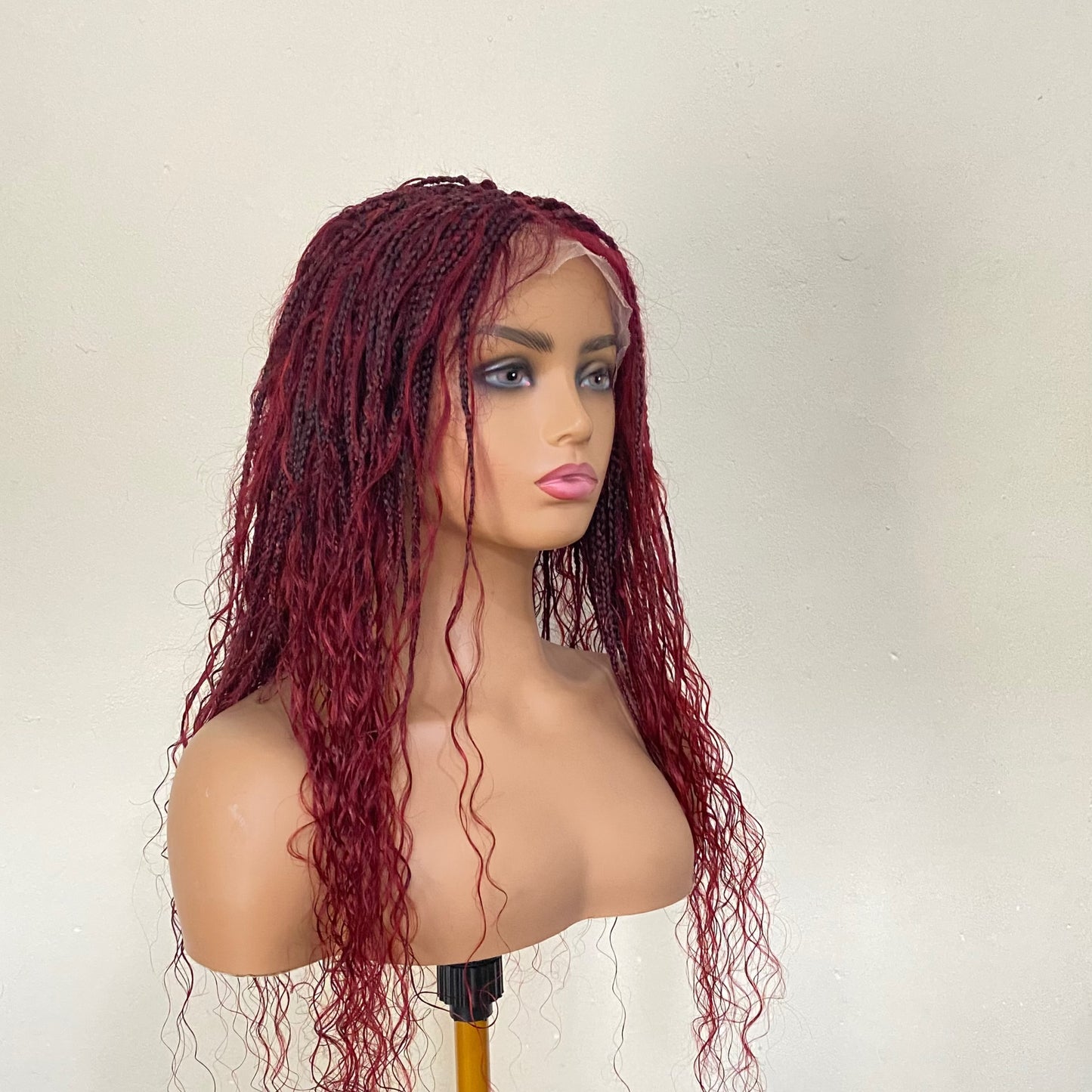 Lace Front Deep Wave Bohofushion Braid Wig Human Hair –   99J  Brazilian preplucked waterwave curly Goddess Braids